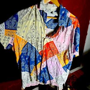 Patterned button down t shirt
